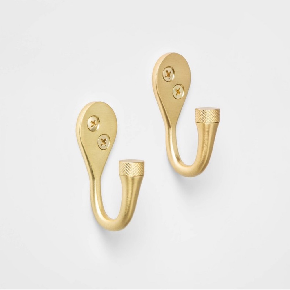 2pk Knurled Single Prong Hook